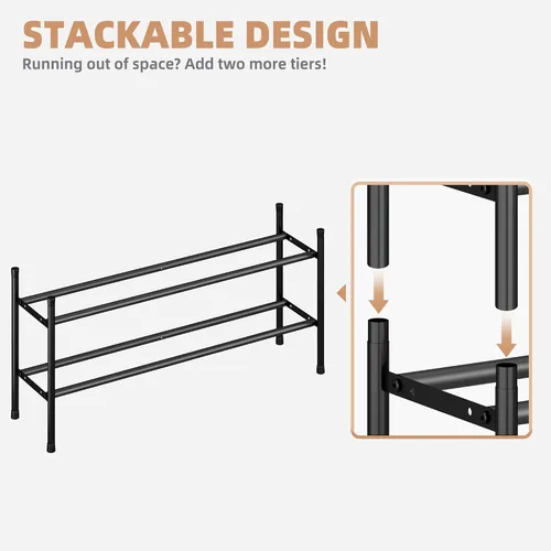 Miniatura 3 de STORAGE MANIAC Zapatero largo expandible, estante de zapatos de metal ancho apilable de 6 pares, estante ajustable para zapatos, organizador