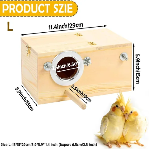 Miniatura 5 de kathson Caja nido de cacatúas, casa nido de periquitos de madera, cajas de apareamiento de loros, caja anidable de pájaros para periquitos, conure