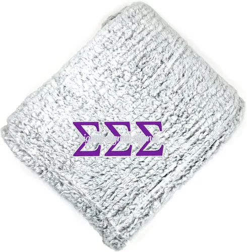 Miniatura 11 de Go Greek Chic Alpha Chi Omega - Manta de sherpa bordada (azul marino)