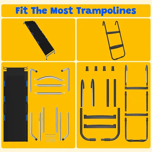 Miniatura 8 de Kit de diapositivas de escalera de trampolín, accesorios para trampolín incluyen tobogán y escalera