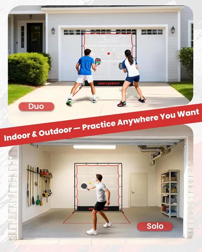 Miniatura 4 de Red de práctica de pickleball Rebounder de 6 pies: Red de entrenamiento de pickleball con marco de metal fuerte, portátil para entrada al aire
