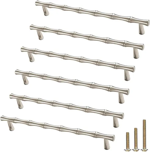 Miniatura 12 de 6 pomos de aleación de zinc maciza en forma de bambú, tiradores de puerta de armario, armario, accesorios decorativos para muebles