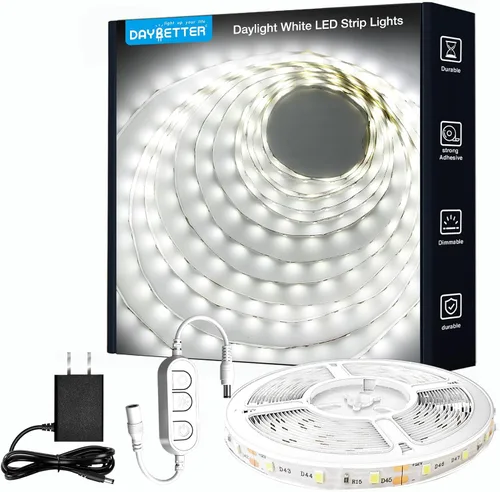 Miniatura 11 de DAYBETTER 16.4FT Tira de luces LED COB regulable, luces LED de alta luminosidad, 6500K blanco brillante de luz diurna, 24V, 140 LEDs, cinta LED Luz