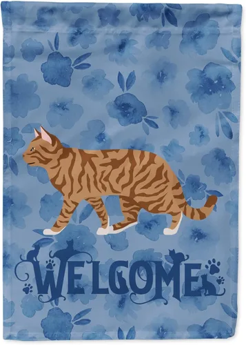 Miniatura 14 de Caroline's Treasures CK4813CHF - Bandera de bienvenida con gato abisinio azul, manga grande, para porche, para colgar en la pared, poliéster
