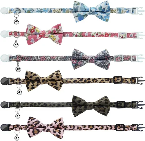 Miniatura 5 de Collares personalizados de gato con campana de lazo, liberación rápida, impresión HD, collares de gatito personalizados para niñas y niños