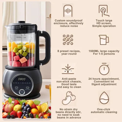Miniatura 4 de Batidora caliente 10 en 1 para producir leche de nueces, 51 onzas de soja casera, almendra, avena, a base de plantas, para preparar alimentos
