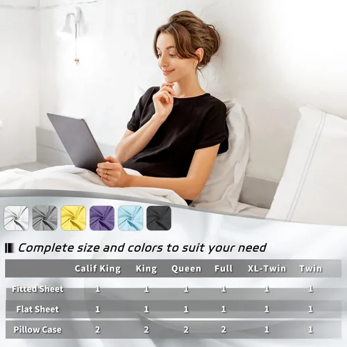 Miniatura 3 de EaseHome Juego de sábanas beige tamaño completo con bolsillo profundo para colchón de 18 pulgadas, 4 piezas, colección de sábanas y fundas