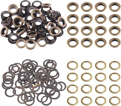 Miniatura 45 de Swpeet 204 piezas – 100 juegos de ojales de agujero de 1/2 pulgada (0.472 in) gruesos de 4 colores ojales de metal ojales y 3 piezas de herramienta
