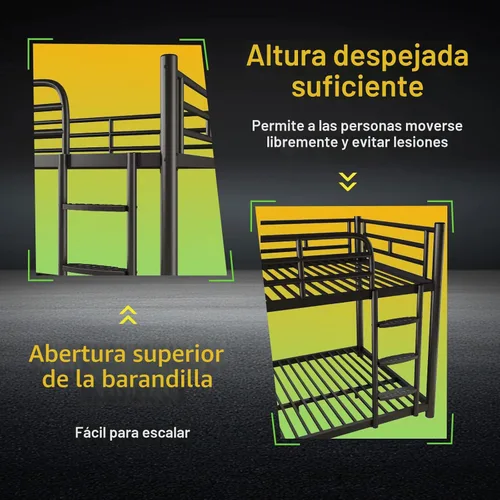 Miniatura 5 de erosoei Litera de metal, literas de tamaño matrimonial sobre tamaño matrimonial con escalera ancha extraíble y barandillas de longitud completa