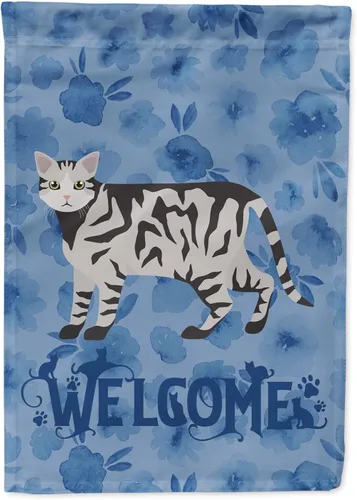 Miniatura 324 de Caroline's Treasures CK4813CHF - Bandera de bienvenida con gato abisinio azul, manga grande, para porche, para colgar en la pared, poliéster