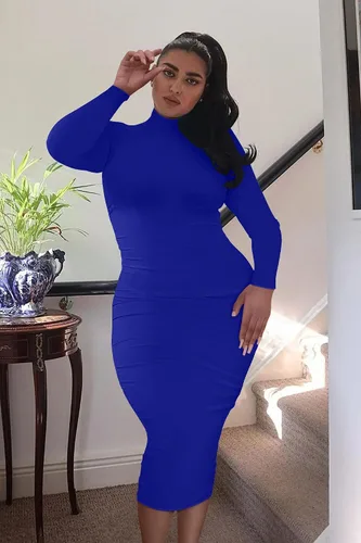 Miniatura 6 de GOBLES Vestido largo sexy de manga larga con cuello alto y elegante para mujer