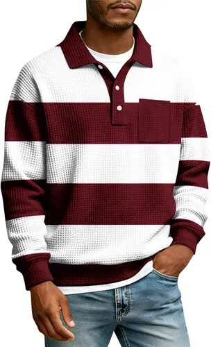 Miniatura 18 de Camisas de manga larga con botones a cuadros para hombre, con cuello de manga larga, estilo casual, elegante, a cuadros 2- amarillo