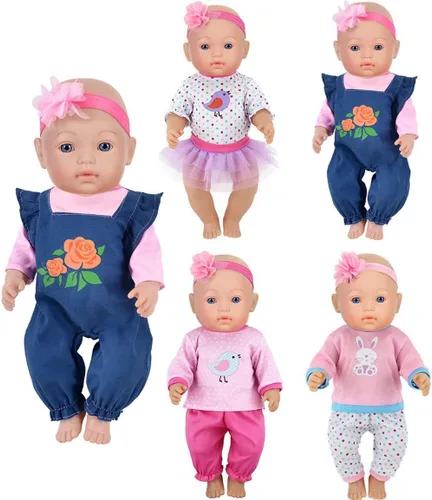 ebuddy 4 juegos de ropa de muñeca de bebé, trajes de moda para bebés recién nacidos de 14 a 16 pulgadas, 17 pulgadas, muñecas de 15 pulgadas y 18