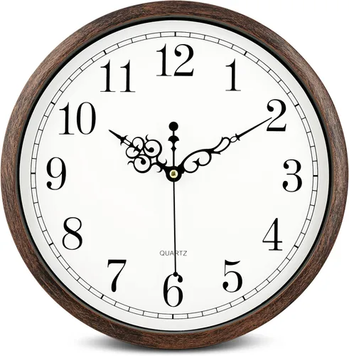 Miniatura 14 de Bernhard Products Reloj de pared marrón vintage, silencioso, sin tictac, de 16 pulgadas, extra grande, de cuarzo, funciona con pilas, redondo