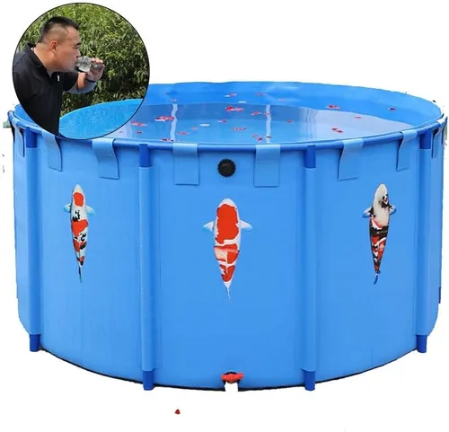 Piscina sobre el suelo, estanque de piscina para acuario con válvula de drenaje, lona de PVC con marco de acero para estanques, pecera Koi Goldfish