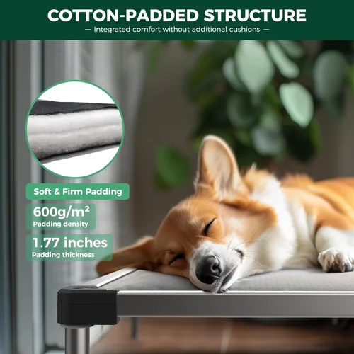 Miniatura 2 de FXW TitanNest - Cama elevada para perros a prueba de masticación, cuna elevada para uso en interiores, exteriores y campamentos, cama acolchada Gris