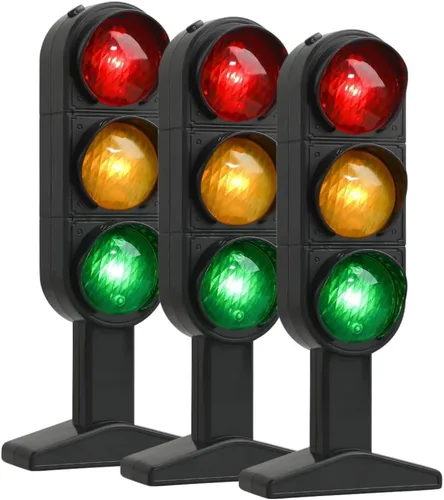 Toyvian Juego de juguetes de semáforo, paquete de 3 modelos educativos de luz de señal de carretera de 7.87 pulgadas para niños, señales de tráfico