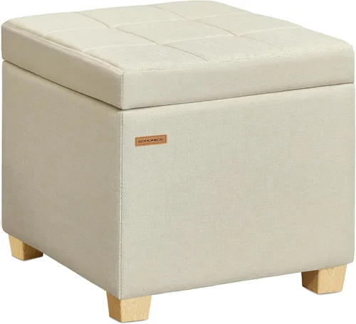 Miniatura 8 de SONGMICS Otomana redonda, otomana con almacenamiento, 17.7 x 17.7 x 17.5 pulgadas, reposapiés con patas, cuero sintético, carga de hasta 330 libras