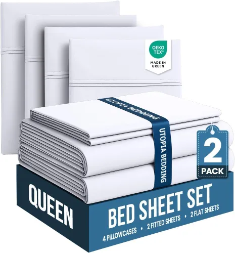 Miniatura 59 de Juego de sábanas King de Utopia Bedding – Juego de 4 sábanas para cama King, microfibra suave y transpirable, incluye 1 sábana bajera, 1 sábana Beige
