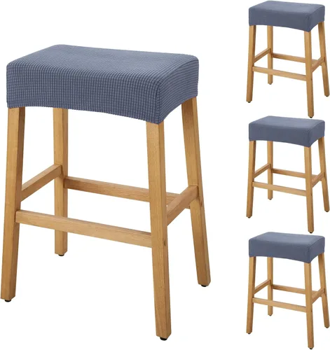 Miniatura 17 de YISUN Fundas de taburete rectangulares, paquete de 2 fundas elásticas impermeables para asiento de silla de montar, taburetes de bar, sillas de bar