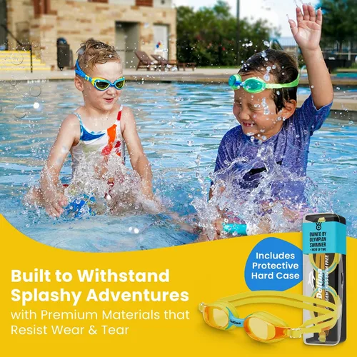 Miniatura 4 de Delfina Gafas de natación para niños de 2 a 7 años, cómodas, sin fugas, antivaho para niños para nadar Amarillo y azul