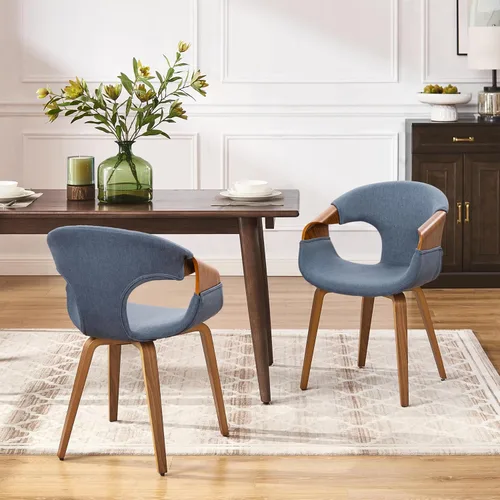 Miniatura 16 de Art Leon Mid Century - Silla de escritorio moderna sin ruedas, silla de escritorio de madera tapizada de piel sintética, silla de oficina con patas