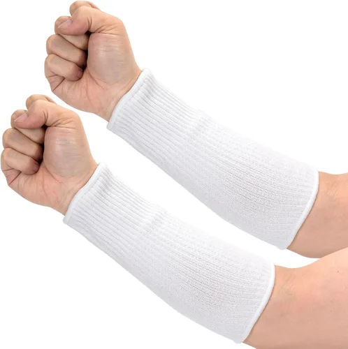 ANCIRS Mangas resistentes a cortes para protección de brazos, mangas de jardinería, mangas de seguridad para mordeduras de perro Blanco