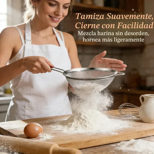 Miniatura 2 de Anaeat Coladores de malla fina – Colador de acero inoxidable de alta calidad, con malla duradera y mango resistente, excelente para tamizar