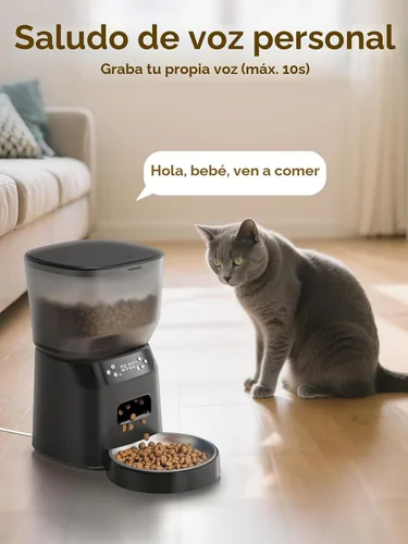 Miniatura 3 de Alimentador automático para gatos y fuente de agua, dispensador de alimentos secos para gatos con temporizador de 4 litros/16 tazas, llamada