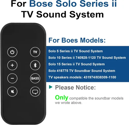 Miniatura 4 de Control remoto para sistema de sonido Bose Solo 5 10 15 Series II/732522-1110 418775 431974 845194 838309-1100 Sistema de sonido de barra de sonido