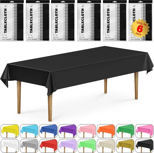 Miniatura 10 de DecorRack 2 Manteles rectangulares de plástico libres de BPA, 54 x 108 pulgadas, mantel de mesa para comedor, mantel rectangular para fiestas
