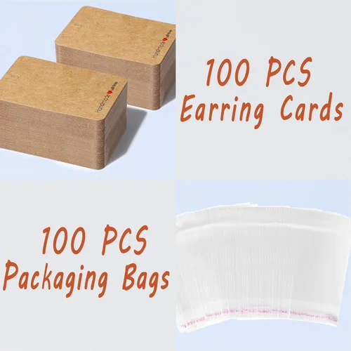 Miniatura 2 de MAIBAOTA Tarjetas de Aretes, 100 Piezas Tarjetas de Soporte de Exhibición de Aretes para Vender con Bolsas de Embalaje, Tarjetas de Joyería para 02