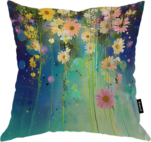 Miniatura 6 de Fundas de almohada de pintura artística, líneas abstractas amarillas y grises, fundas de almohada suaves, funda de cojín para sala de estar, cama
