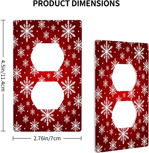 Miniatura 4 de Cubierta de interruptor de luz dúplex de 1 banda, cubierta decorativa de Navidad con copos de nieve rojos, placa frontal decorativa para cocina