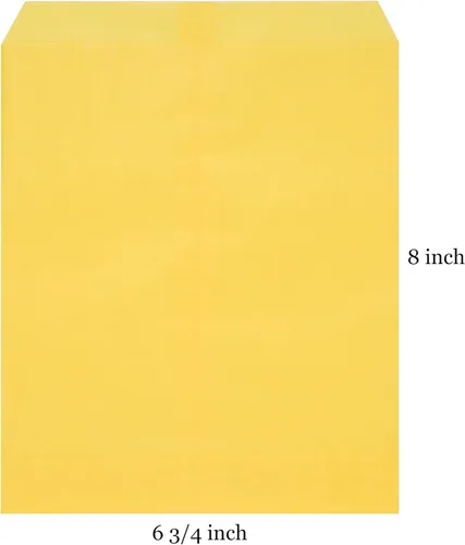 Miniatura 3 de Quotidian Bolsas planas de papel a prueba de grasa de color amarillo limón de 6 3/4 x 8 pulgadas (6.7 x 8.0 in) paquete de 100 unidades – regalos