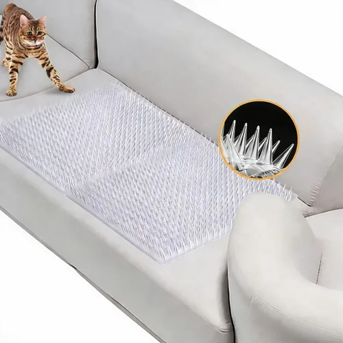 Miniatura 8 de Paquete de 10 alfombrillas de protección contra gatos de 13 x 16 pulgadas, para interiores y exteriores, valla repelente de gatos humanitaria (negro)