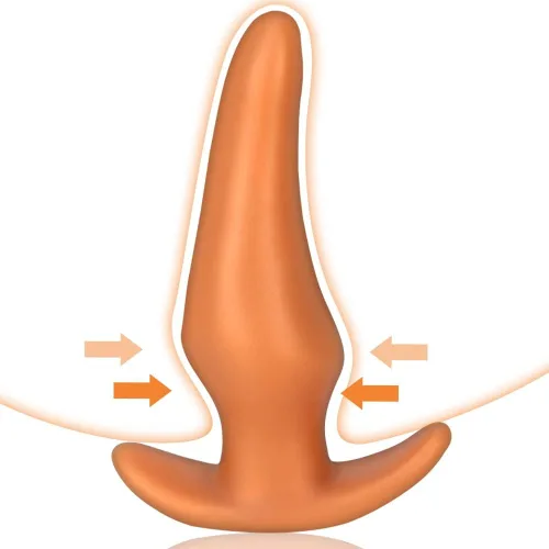 Miniatura 8 de Tapones Anales Suaves Masturbador, Tapón Anal de Silicona Líquida con Base de Seguridad Dorado Consolador Anal Dilatador Vaginal Expansor Anal
