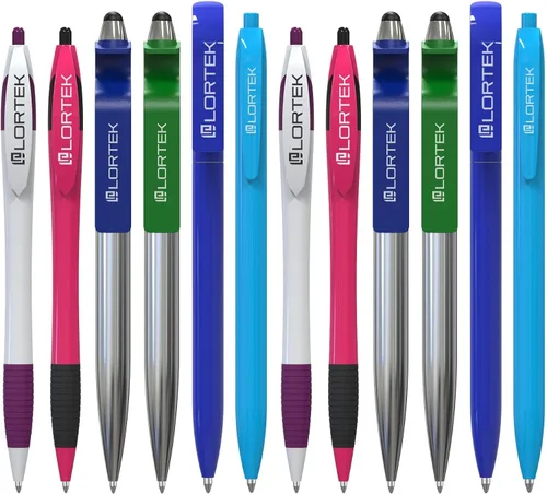 Miniatura 2 de Lortek - Paquete de 6 bolígrafos retráctiles para escribir – Punta media, tinta negra para tomar notas, diario, planificadores, escuela, trabajo