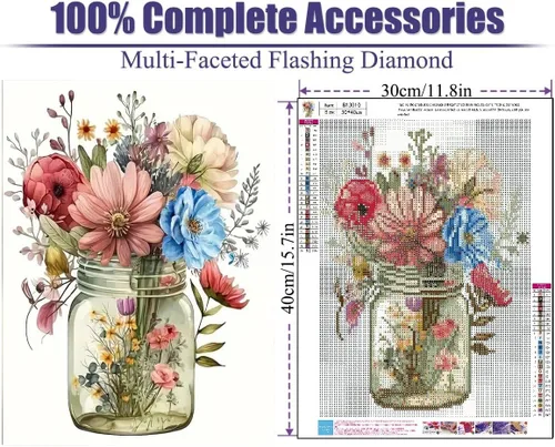 Miniatura 2 de BOHADIY Kits de arte de diamantes para adultos – Pintura de diamantes de margarita para principiantes, puntos de diamante redondo 5D pintura