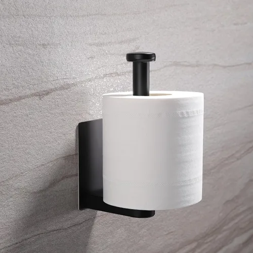 Miniatura 3 de YIGII Portarrollos de papel higiénico autoadhesivo - Soporte de rollo de papel higiénico negro adhesivo soporte de papel higiénico adhesivo