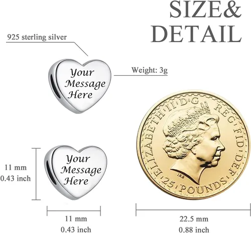 Miniatura 2 de PEIMKO Personalized Photo Charm Fit Snake Bracelet Sterling Silver Customized Picture Round Shape Bead