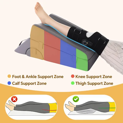 Miniatura 6 de MABOZOO Almohada de elevación de piernas para después de la cirugía, almohada de recuperación de reemplazo de rodilla de 5 alturas con almohadilla