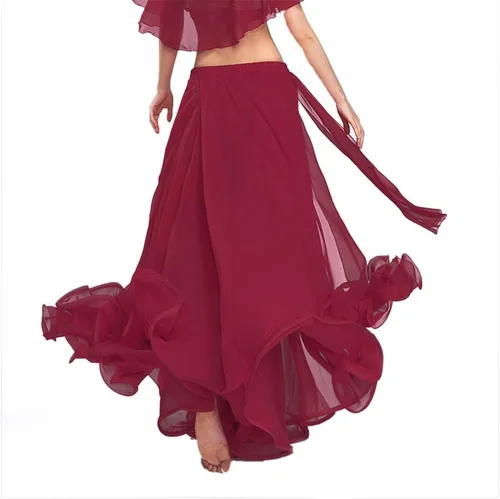 Miniatura 3 de ROYAL SMEELA Falda de gasa para danza del vientre, falda larga para danza del vientre, falda tribal para danza del vientre, disfraz de danza