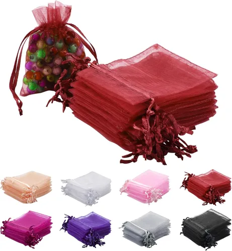 Miniatura 14 de 100 bolsas de organza rosa, bolsas de regalo con cordón transparente de 2 x 3 pulgadas para joyas, aretes, bodas, fiestas, recuerdos de Navidad