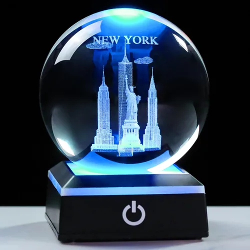 Miniatura 9 de Bola de cristal 3D, tortuga marina, regalos para mujeres y hombres, adorno de globo de nieve con base LED, luz nocturna, figuras de decoración