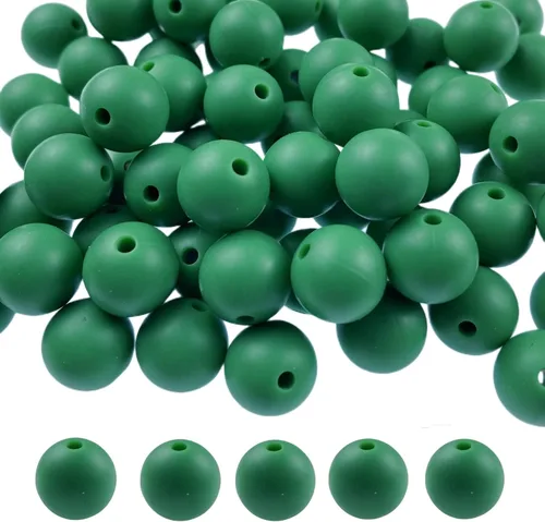 Miniatura 38 de Cuentas de silicona, 70 cuentas redondas de silicona de 0.472 pulgadas para hacer llaveros, pulseras, collares, aretes, joyas, manualidades (azul)