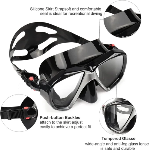 Miniatura 3 de Máscara de buceo panorámica HD para natación, gafas de buceo antivaho, máscara de buceo de vidrio templado, gafas de natación para adultos y jóvenes