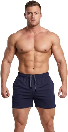 Miniatura 14 de Muscle Alive Pantalones cortos de correr para hombre con bolsillos, ropa atlética, algodón de rizo francés con 3 o 5 pulgadas