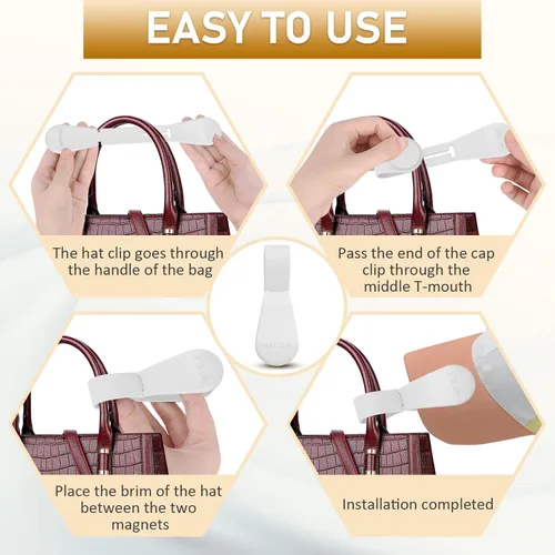Miniatura 25 de Clip magnético para sombrero para viajes, 2 soportes de silicona color caqui claro para bolsos, bolsos, equipaje y sombreros de playa, clip