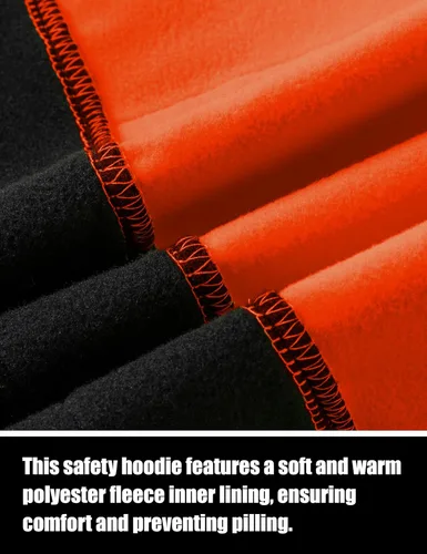 Miniatura 7 de Ubon Hi Vis - Sudaderas con capucha para hombre, alta visibilidad, reflectantes, de seguridad, ropa de trabajo, trabajo, parte inferior negra